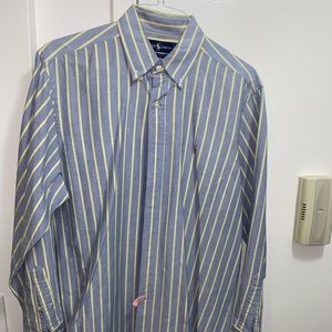 Ralph lauren blue and pale yellow striped button down size 16 1/2 - 35 Polo